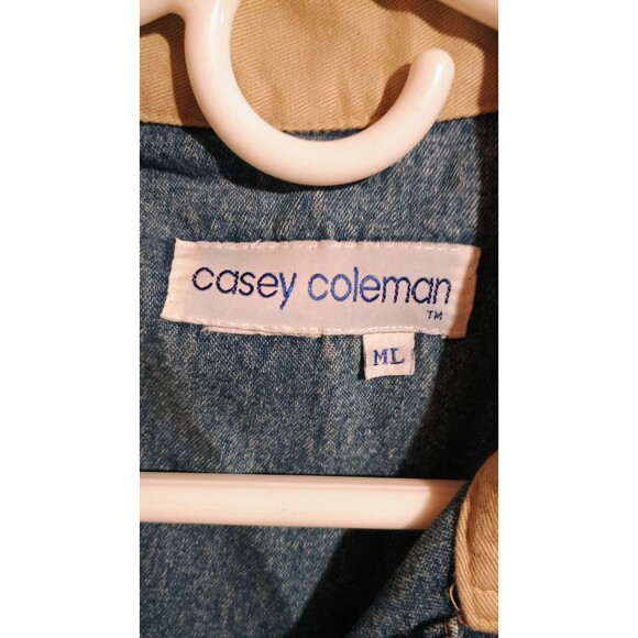 Casey Coleman Denim Barn Chore Jacket Woman's ML Embroidered Pockets Plants - Picture 3 of 7